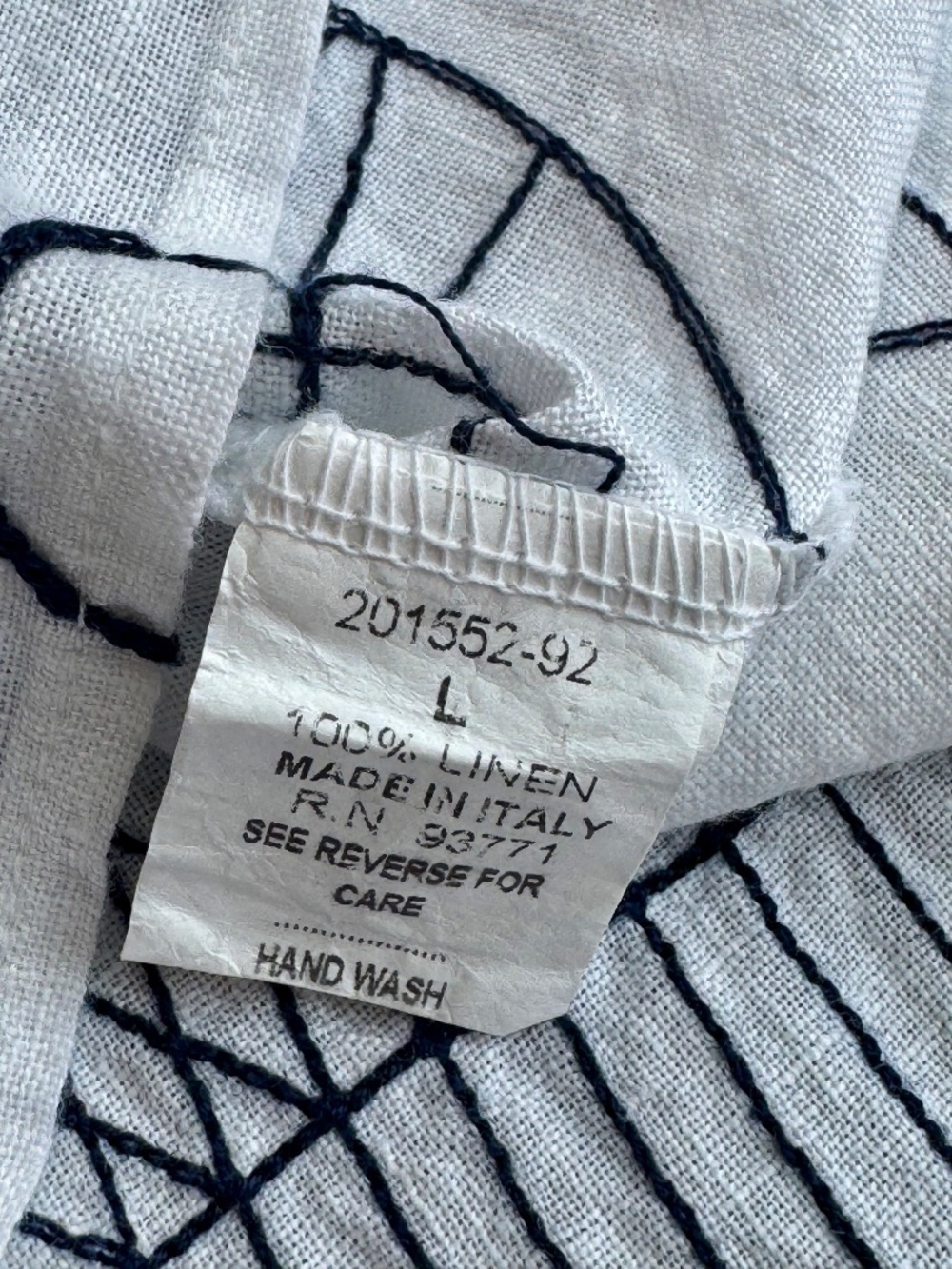 Vasna Italian Linen Embroidered Fish Coastal Lagenlook Shift Dress Large - Picture 5 of 10